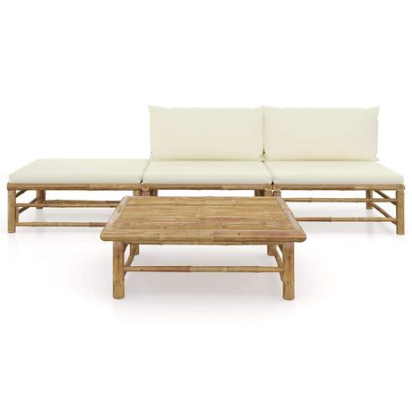 Vidaxl 4-delige loungeset met crèmewitte kussens bamboe