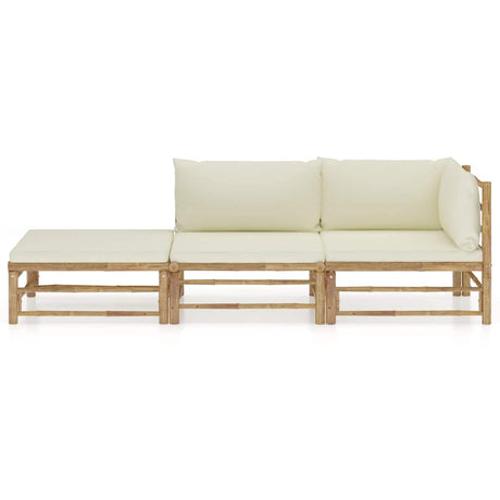 Vidaxl 3-delige loungeset met crèmewitte kussens bamboe