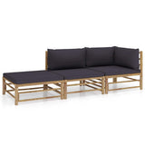 Vidaxl 3-delige loungeset met donkergrijze kussens bamboe