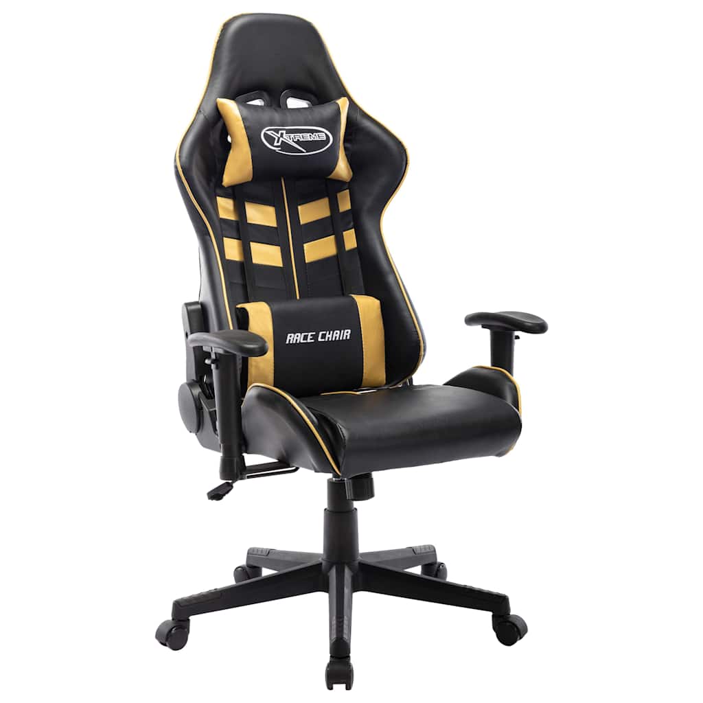 Vidaxl gamestoel kunstleer zwart en goudkleurig