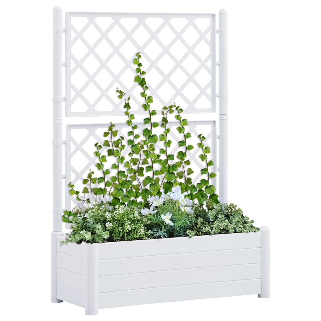 Vidaxl Plannet avec latwerk 100x43x142 cm pp blanc