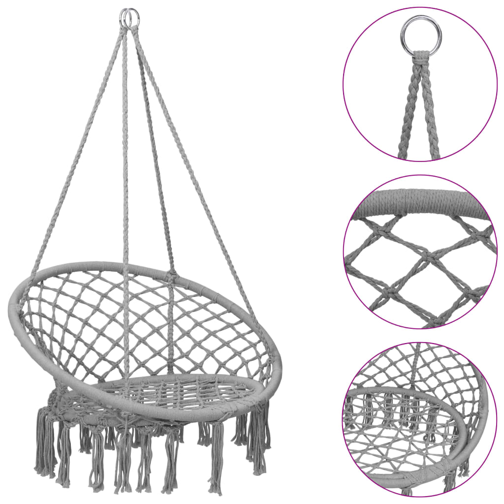 Vidaxl viseči stol 80 cm siva