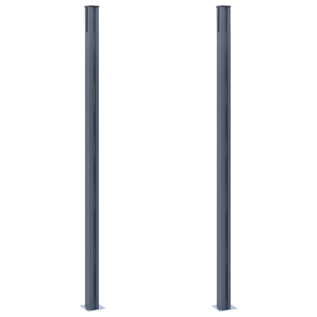 Vidaxl fence posts 2 pcs 185 cm aluminum dark gray