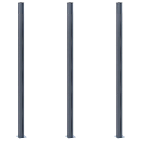 Vidaxl Zaunpfosten 3 St 185 cm Aluminium dunkelgrau