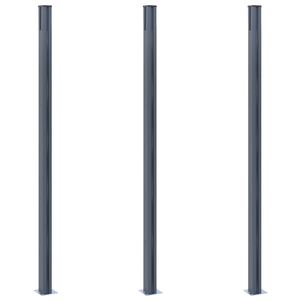 Vidaxl Fence Posts 3 St 185 cm Aluminium Dark Grey