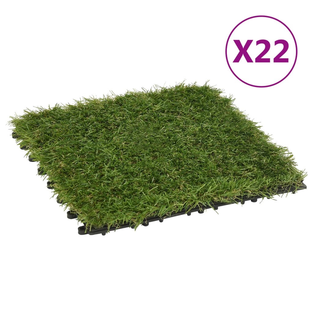 Vidaxl carreaux d'herbe artificiels 22 pcs 30x30 cm vert