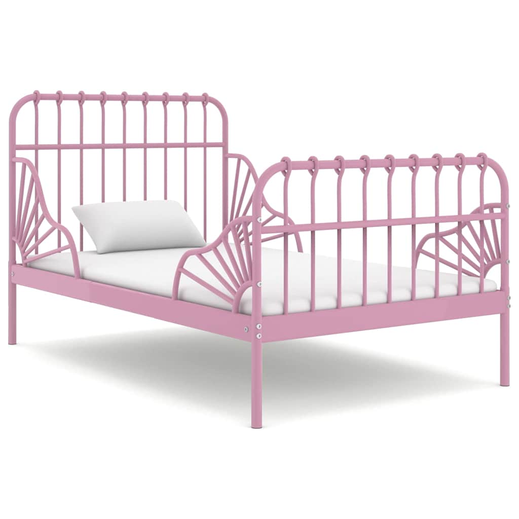 Vidaxl bedframe verlengbaar metaal roze 80x130 200 cm