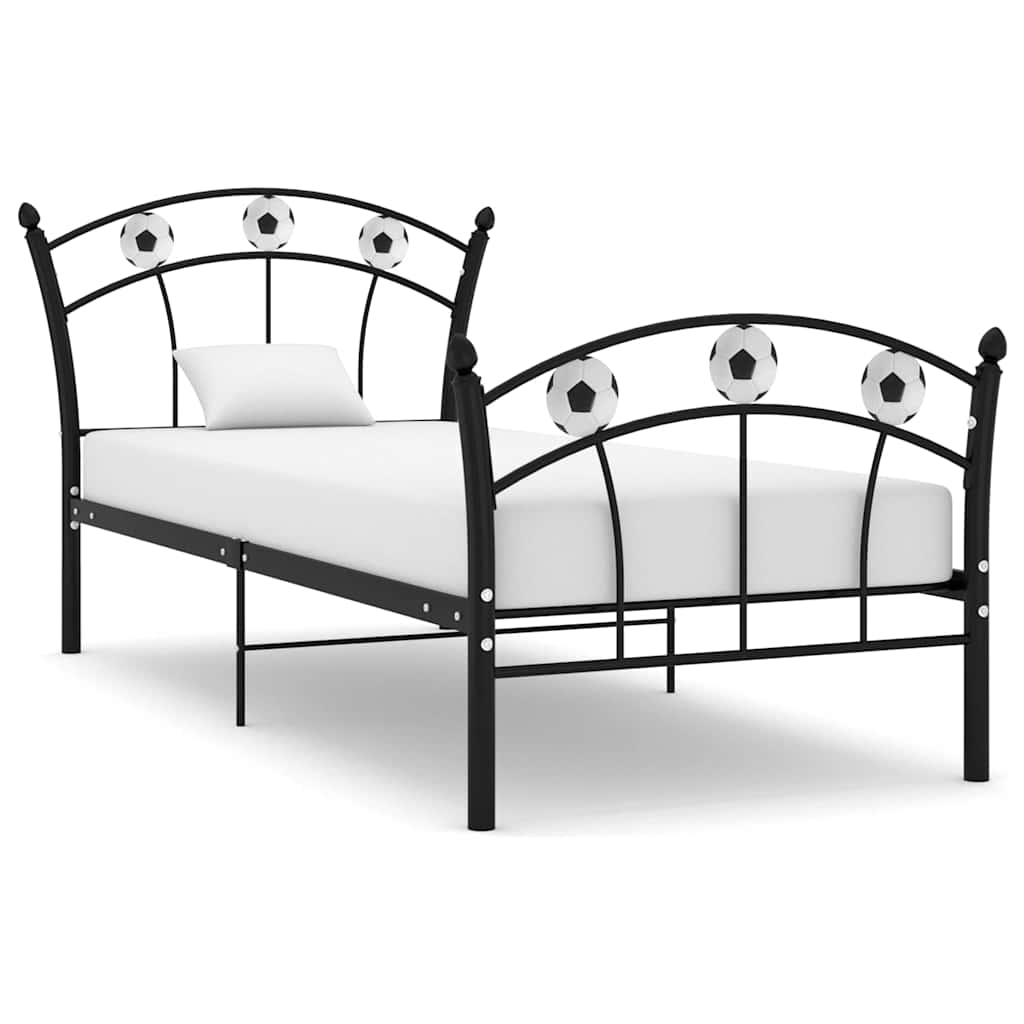 Vidaxl bedframe met voetbaldesign metaal zwart 90x200 cm