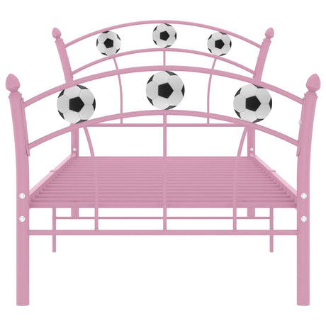 Vidaxl bedframe met voetbaldesign metaal roze 90x200 cm
