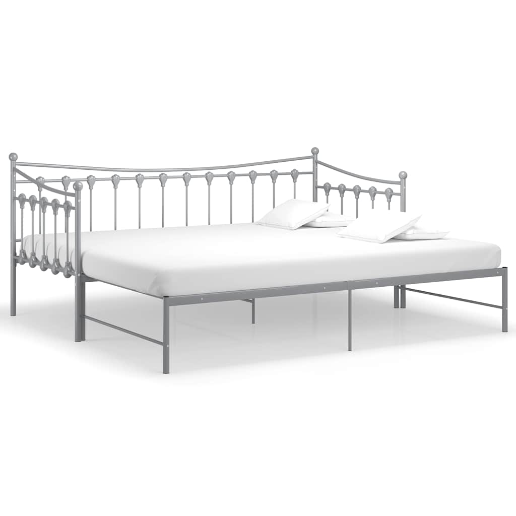 Vidaxl slaapbank uittrekbaar metaal grijs 90x200 cm