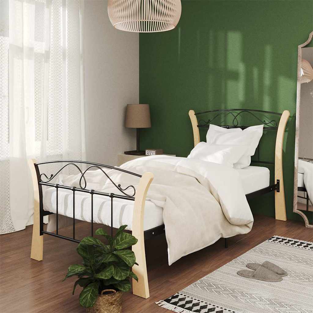 Vidaxl bedframe metaal zwart 90x200 cm