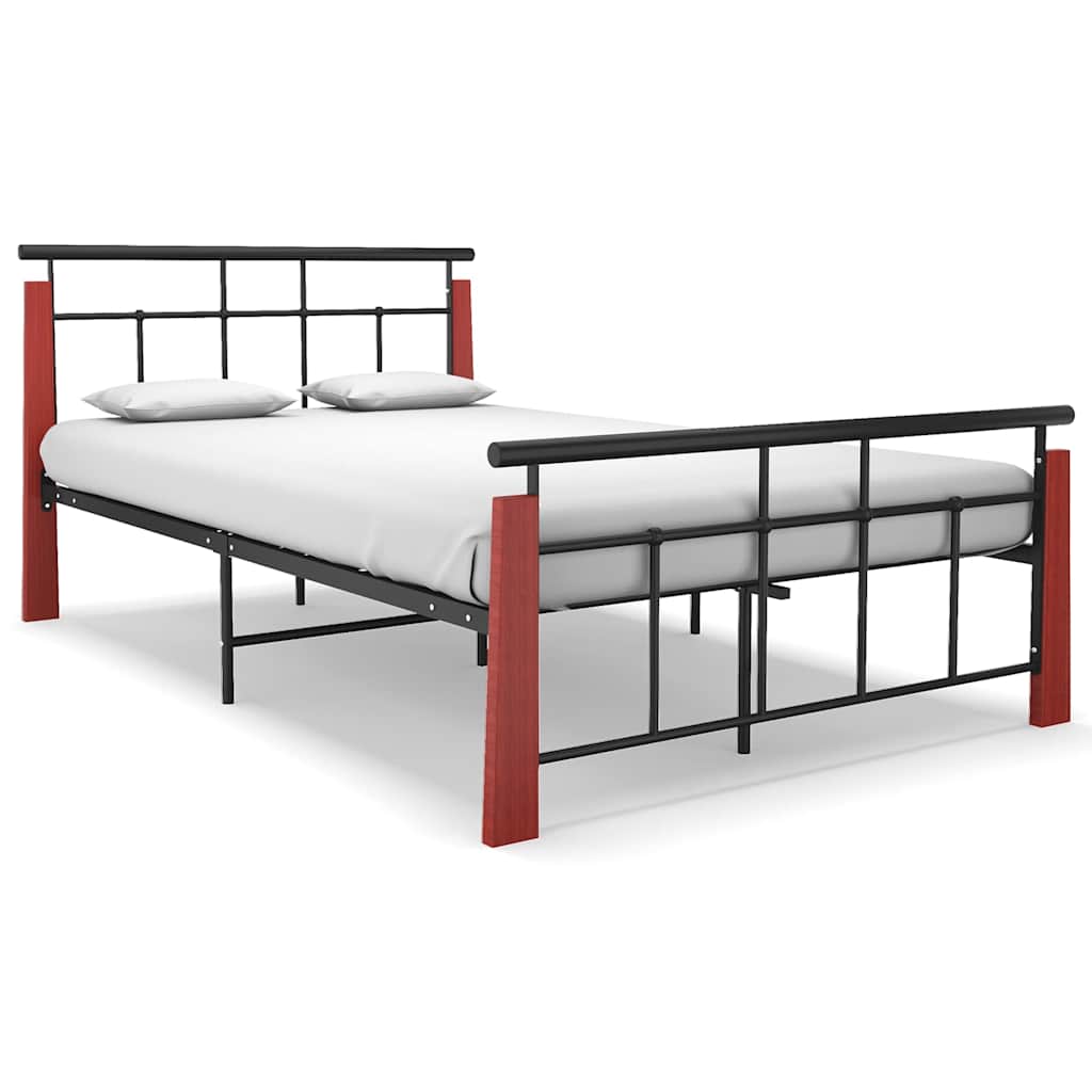 Vidaxl bedframe metaal en massief eikenhout 120x200 cm