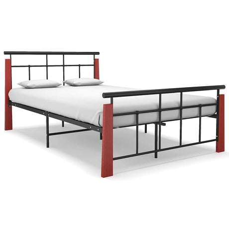 Vidaxl bedframe metaal en massief eikenhout 120x200 cm