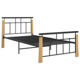 Vidaxl bedframe metaal en massief eikenhout 90x200 cm
