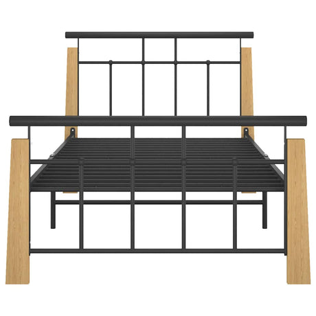 Vidaxl bedframe metaal en massief eikenhout 90x200 cm