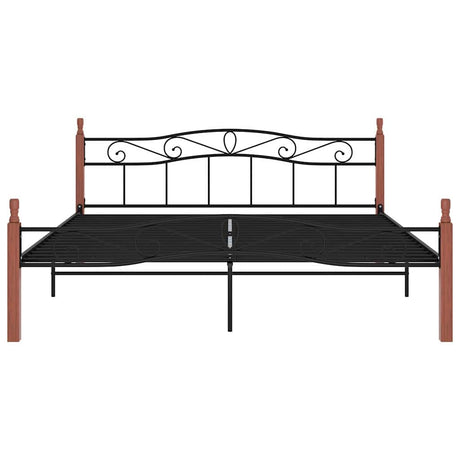 Vidaxl bedframe metaal en massief eikenhout zwart 200x200 cm