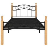 Vidaxl bedframe metaal en massief eikenhout zwart 90x200 cm