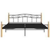Vidaxl bedframe metaal en massief eikenhout zwart 200x200 cm