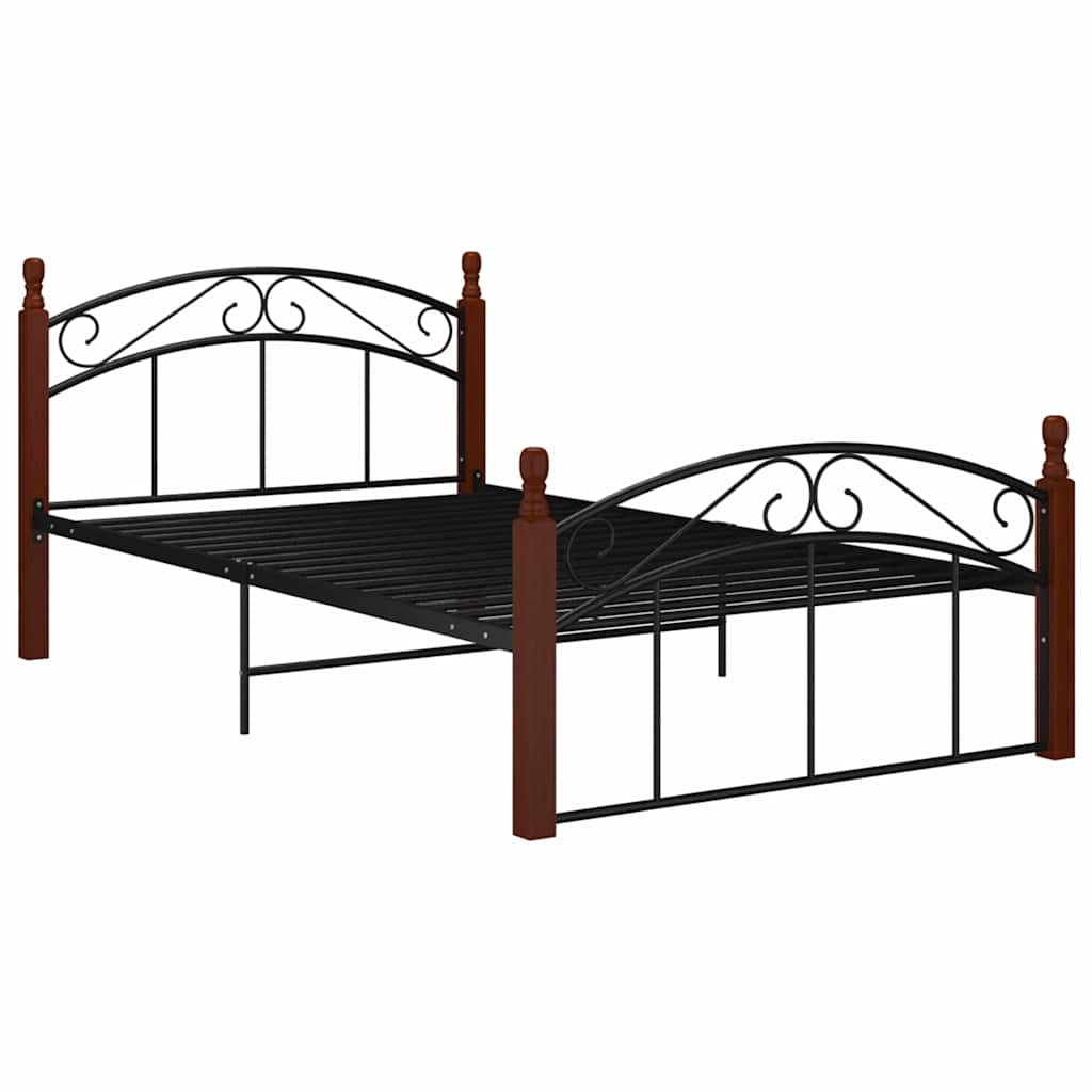 Vidaxl bedframe metaal en massief eikenhout zwart 120x200 cm