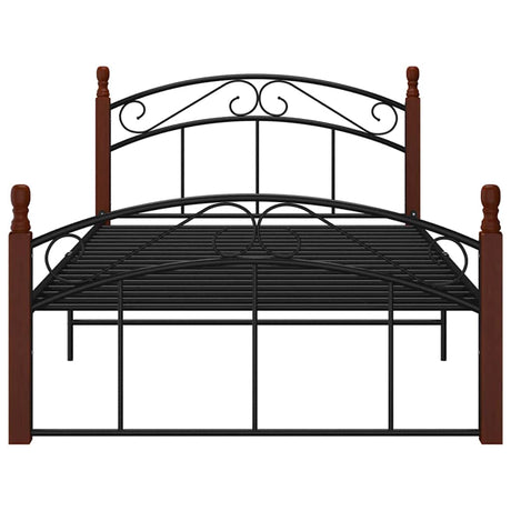 Vidaxl bedframe metaal en massief eikenhout zwart 120x200 cm