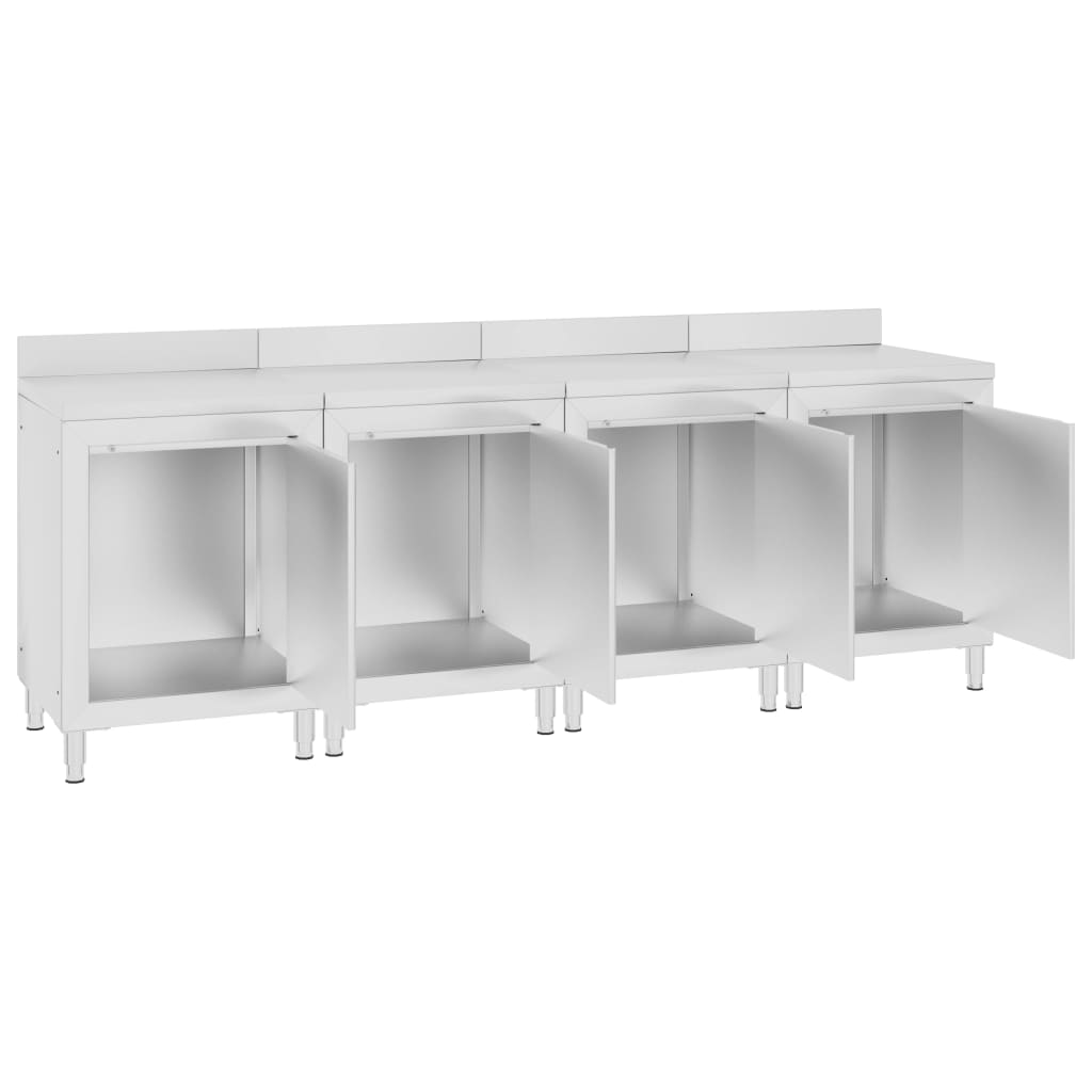 VidaXL Worktafel Cabinet Commercial 240x60x96 cm Stainless steel