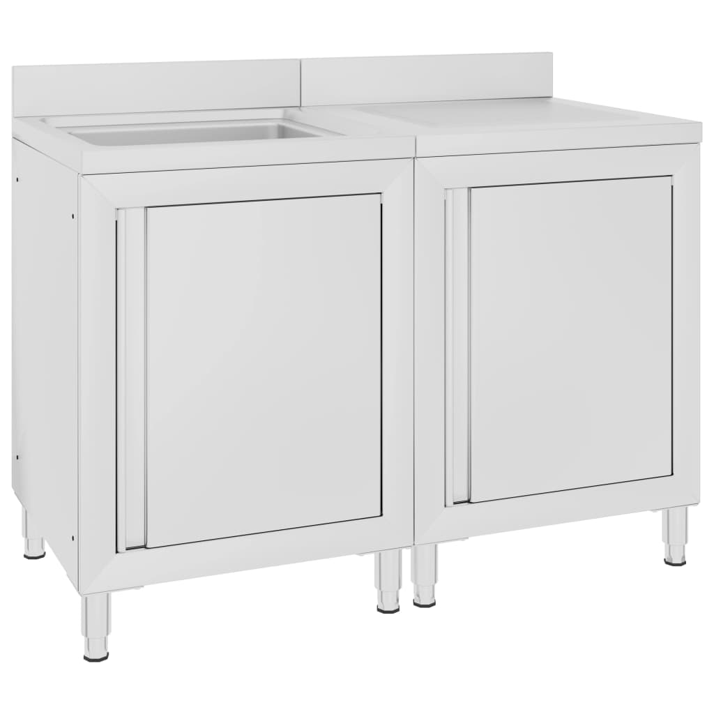 Vidaxl Washbasin Cabinet commerciale 120x60x96 cm in acciaio inossidabile