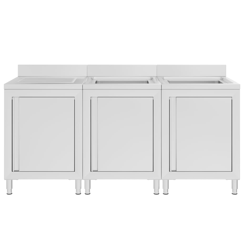 Armoire de lavabo Vidaxl Commercial 180x60x96 cm en acier inoxydable