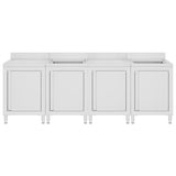 Vidaxl Washbasin Cabinet commerciale 240x60x96 cm in acciaio inossidabile