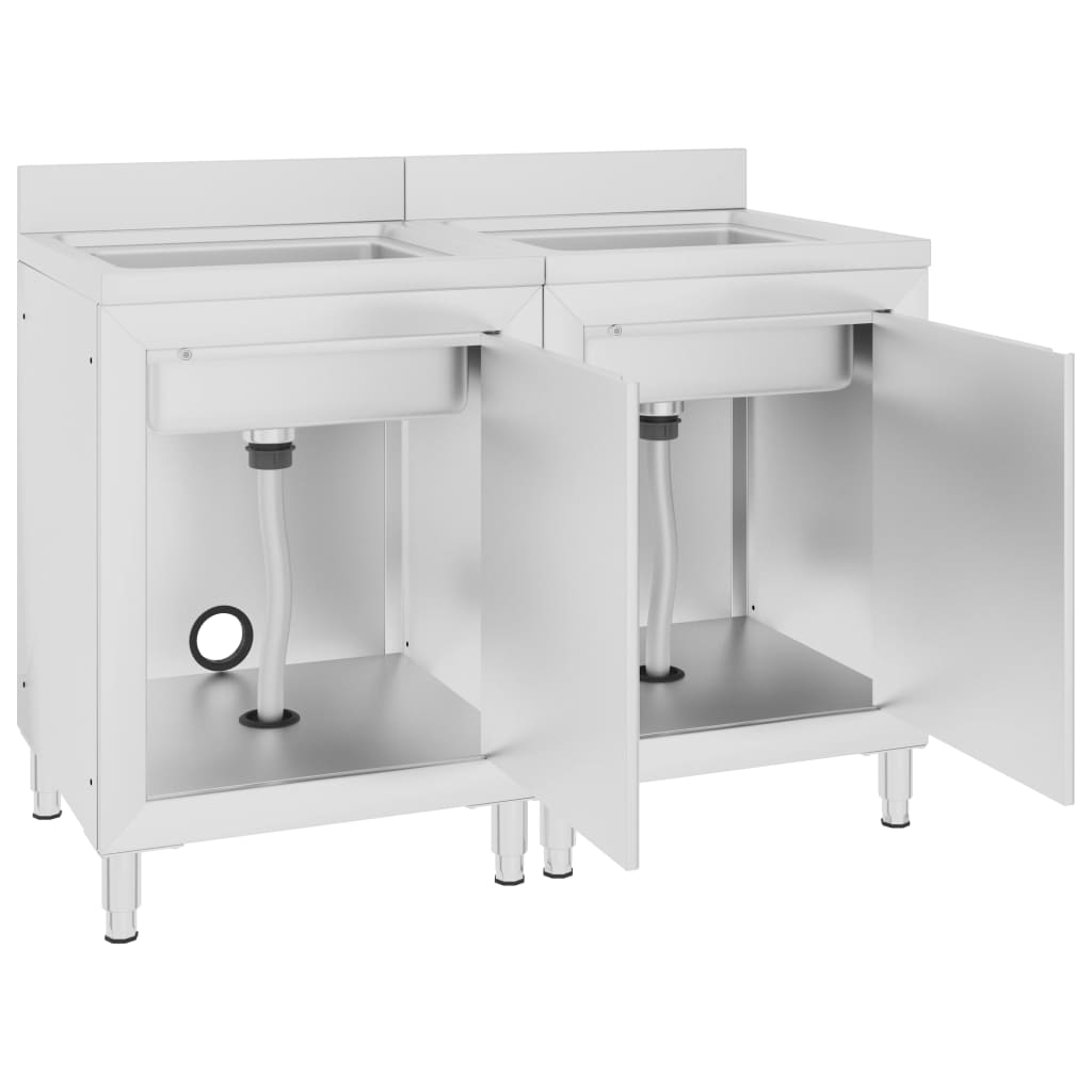 Gabinetes de Washbasin Vidaxl Comerciales 2 de acero inoxidable