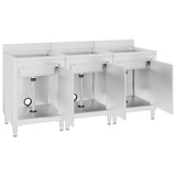 Vidaxl Washbasin Cabinets Commercial 3 st rustfrit stål