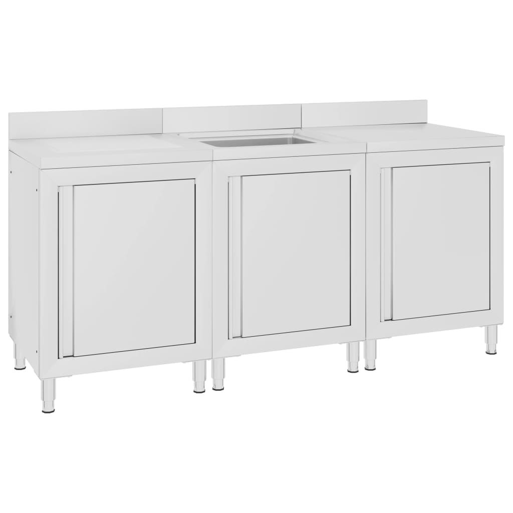 Vidaxl Washbasin Cabinet commerciale 180x60x96 cm in acciaio inossidabile