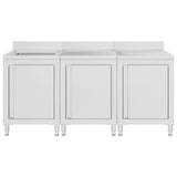 Vidaxl Washbasin Cabinet commerciale 180x60x96 cm in acciaio inossidabile