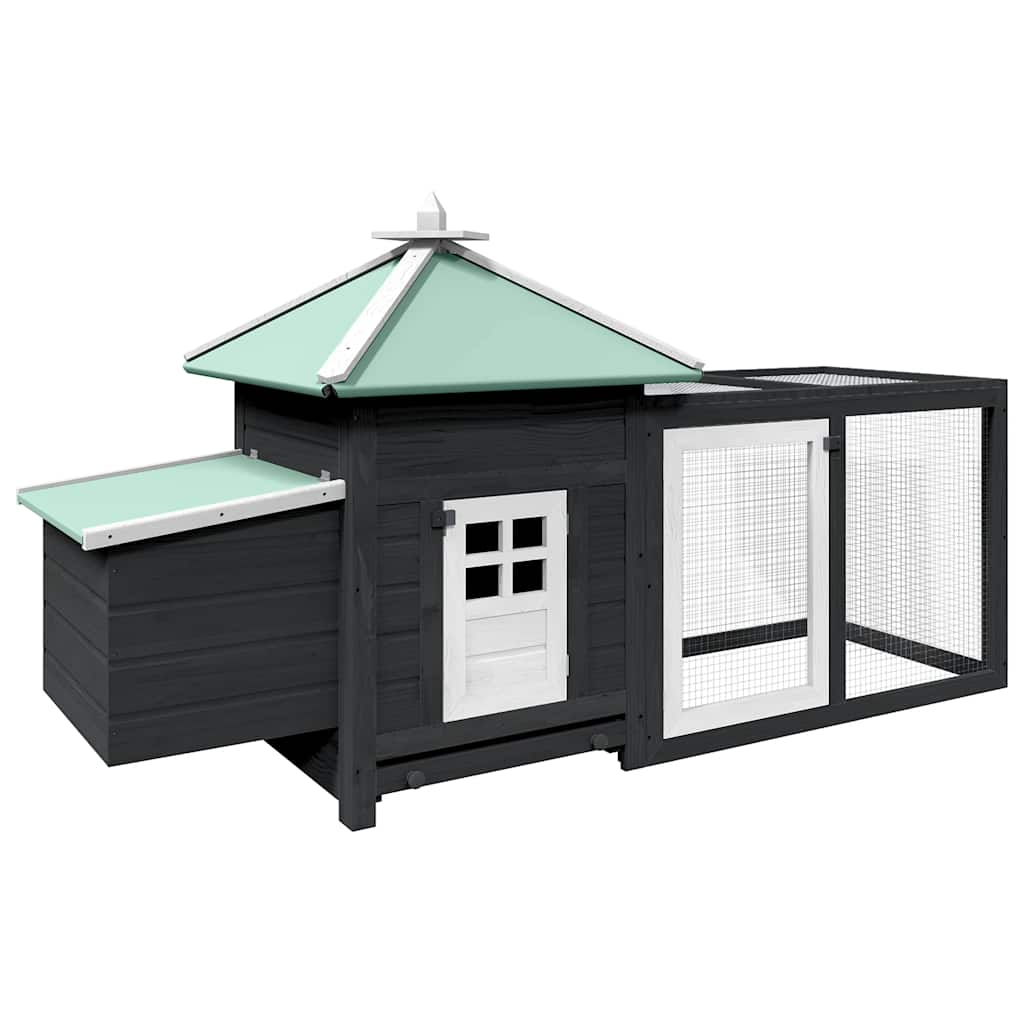 Vidaxl Chicken Coop mit Nest Box 190x72x102 Festkieferngrau