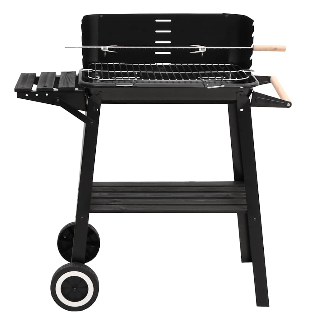 VidaXL Charcoal barbecue with wheel steel black