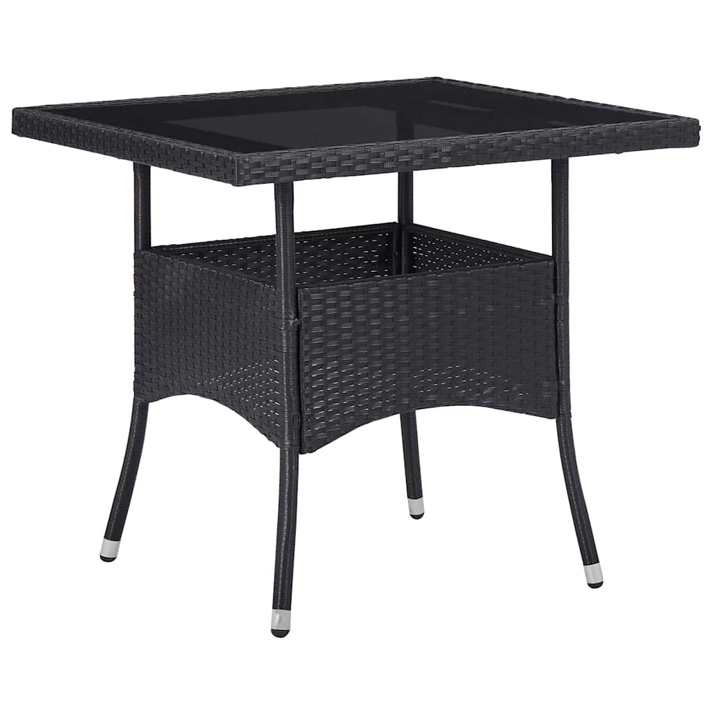 Vidaxl 3-delige tuinset poly rattan en glas zwart