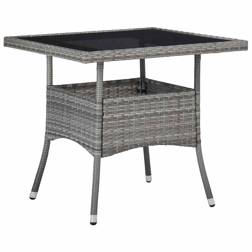 Vidaxl 3-delige tuinset poly rattan en glas grijs