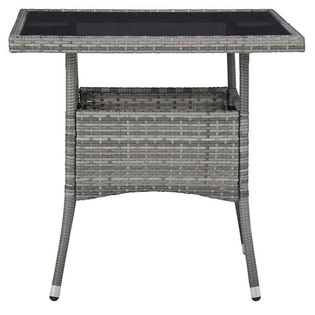 Vidaxl 3-delige tuinset poly rattan en glas grijs