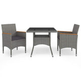 Vidaxl 3-delige tuinset poly rattan en acaciahout grijs