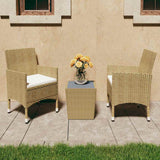Vidaxl 3-delige bistroset poly rattan en gehard glas beige