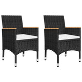 Vidaxl 3-delige bistroset poly rattan en gehard glas zwart