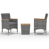 Vidaxl 3-delige bistroset poly rattan en acaciahout grijs