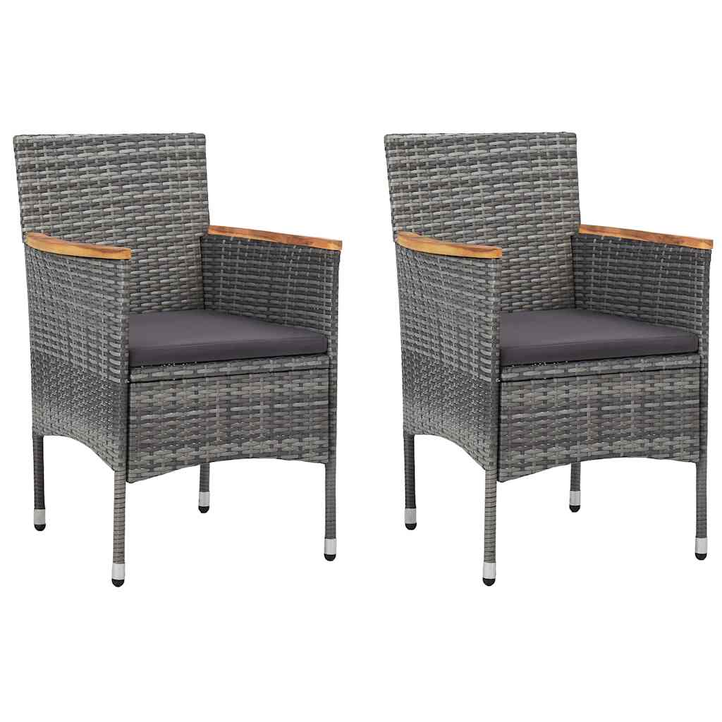 Vidaxl 3-delige bistroset poly rattan en acaciahout grijs