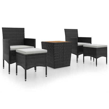 Vidaxl 5-delige bistroset poly rattan en massief acaciahout zwart