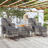 Vidaxl 5-delige bistroset poly rattan en massief acaciahout grijs