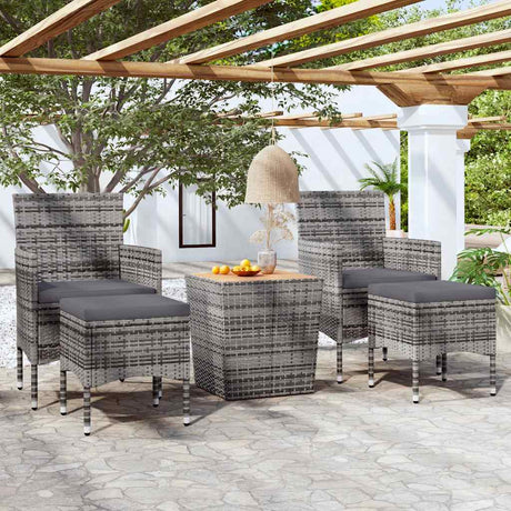 Vidaxl 5-delige bistroset poly rattan en massief acaciahout grijs