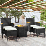 Vidaxl 5-delige bistroset poly rattan en massief acaciahout zwart