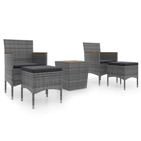 Vidaxl 5-delige bistroset poly rattan en massief acaciahout grijs