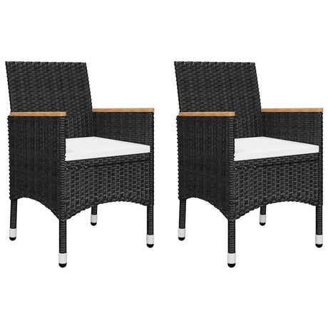 Vidaxl 3-delige bistroset poly rattan en gehard glas zwart
