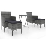 Vidaxl 5-delige bistroset poly rattan en gehard glas grijs