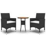 Vidaxl 3-delige tuinset poly rattan zwart
